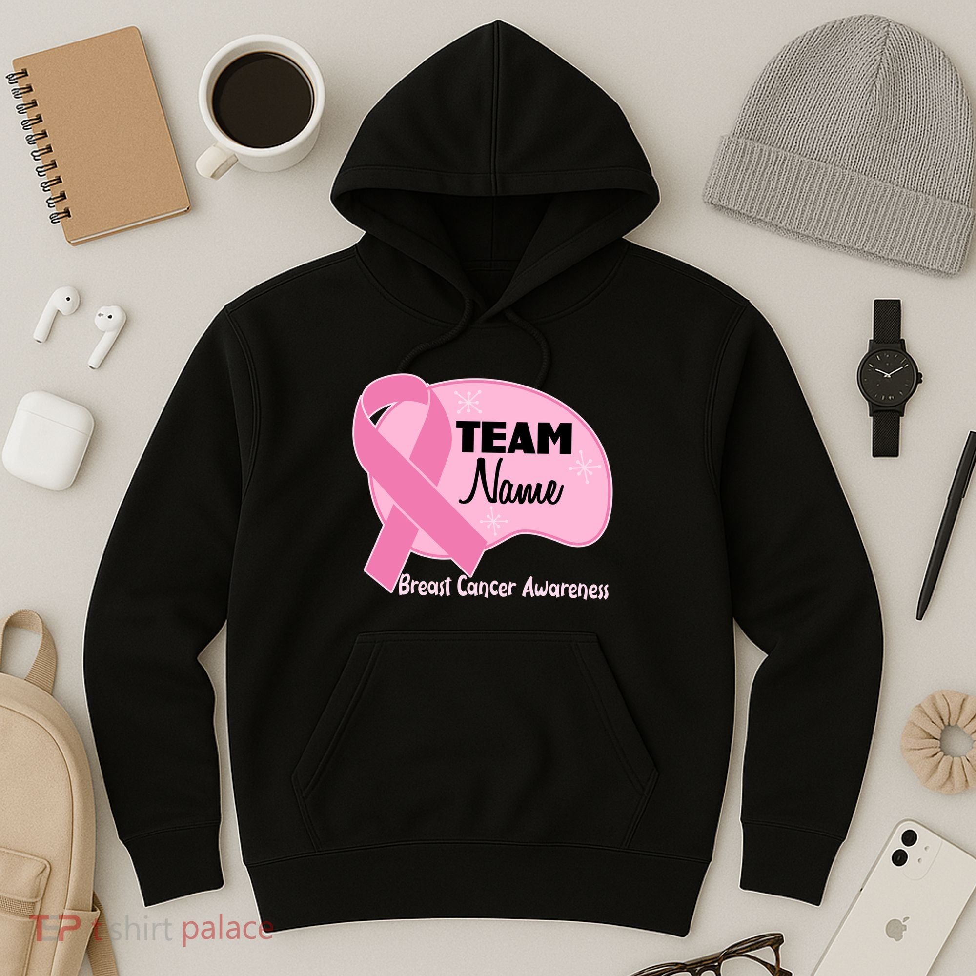 Personalize Team Name Breast Cancer Awareness Custom Hoodie