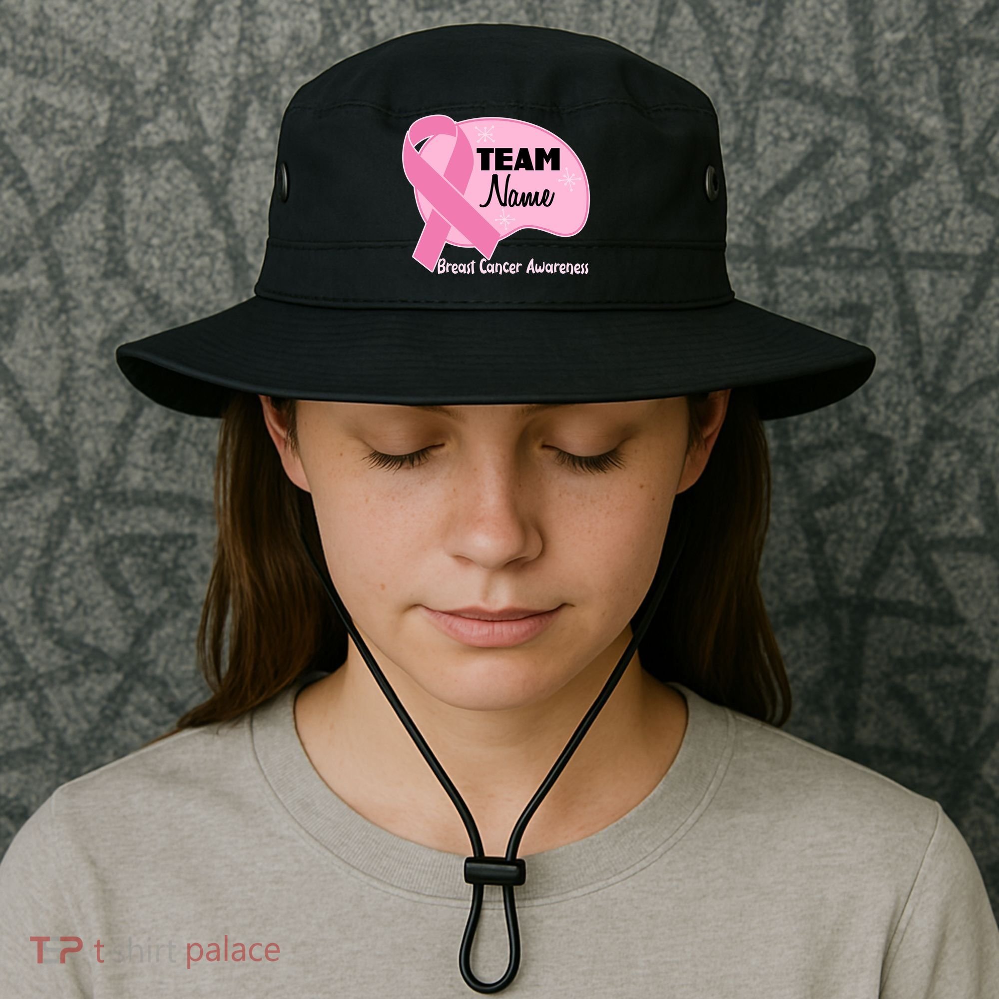 Personalize Team Name Breast Cancer Awareness Custom Bucket Hat