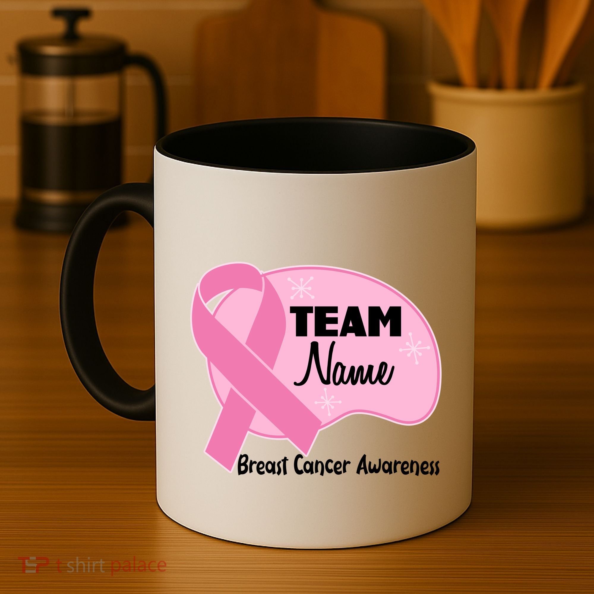Personalize Team Name Breast Cancer Awareness Custom Coffee Mug