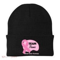 Personalize Team Name Breast Cancer Awareness Custom Beanie thumb 0