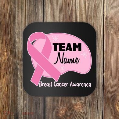 Personalize Team Name Breast Cancer Awareness Custom Coaster