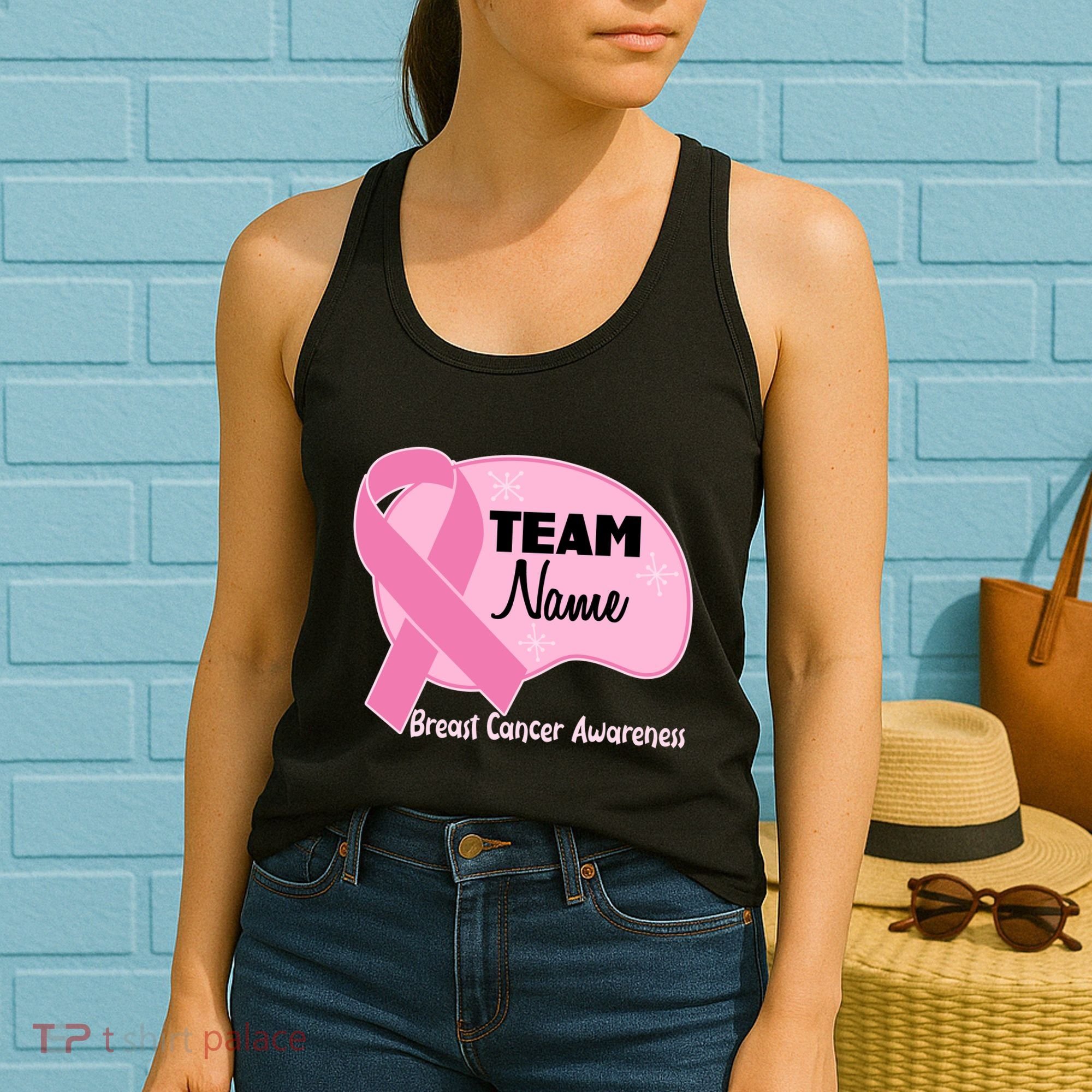 Personalize Team Name Breast Cancer Awareness Custom Women's Tank Top