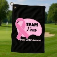 Personalize Team Name Breast Cancer Awareness Custom Golf Towel thumb 1