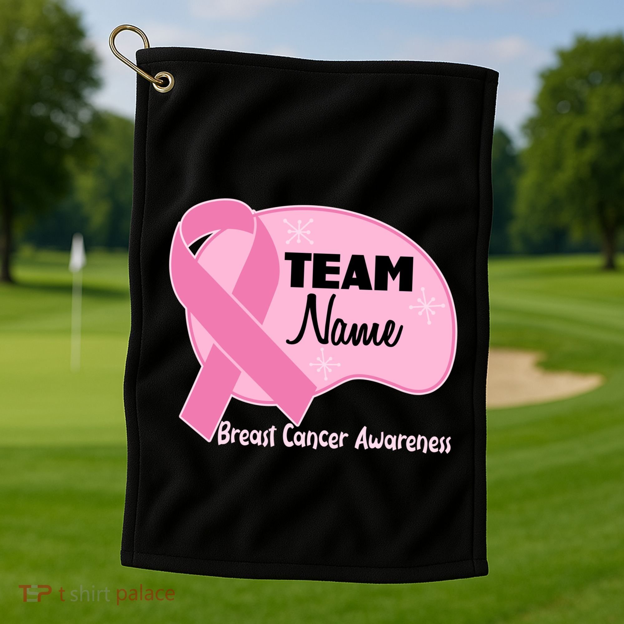 Personalize Team Name Breast Cancer Awareness Custom Golf Towel