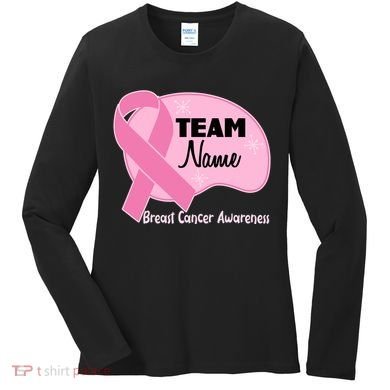 Personalize Team Name Breast Cancer Awareness Custom Women's Long Sleeve Shirt
