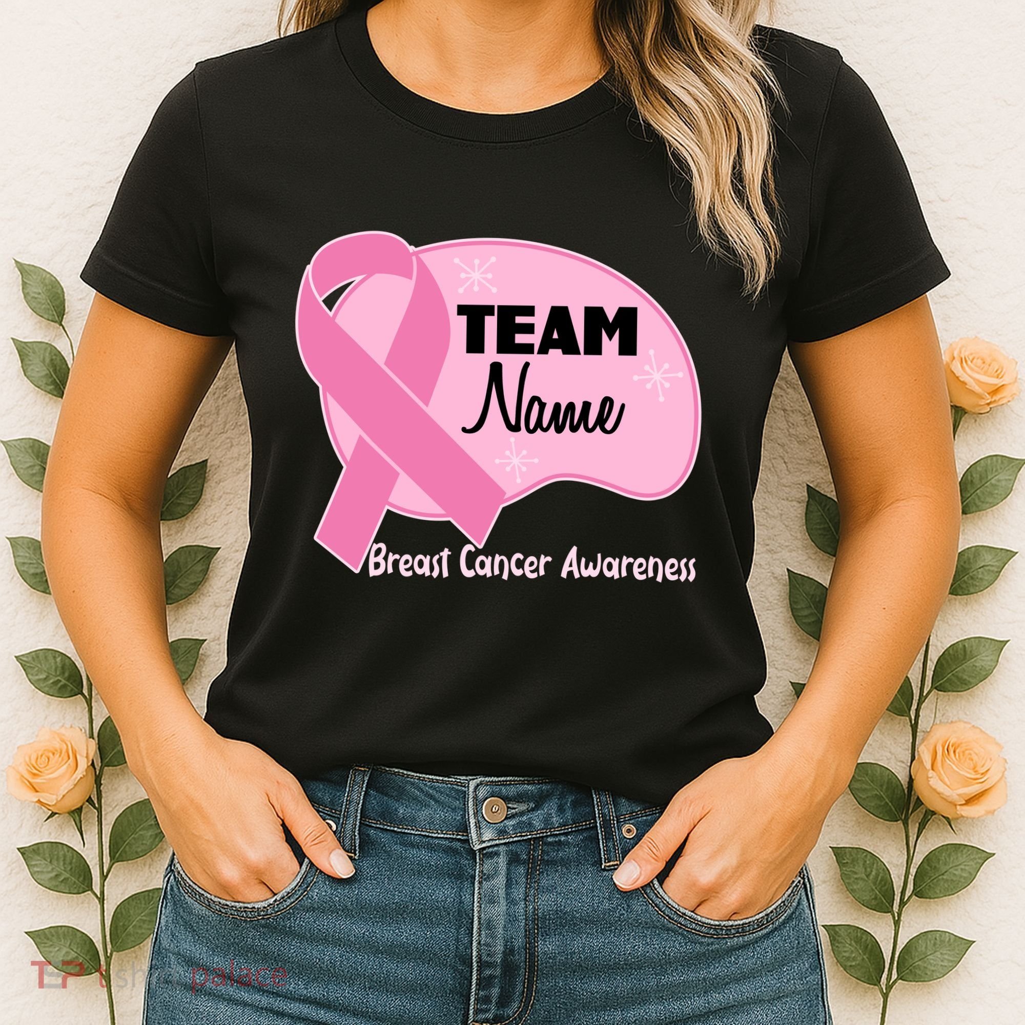 Personalize Team Name Breast Cancer Awareness Custom Women's T-Shirt