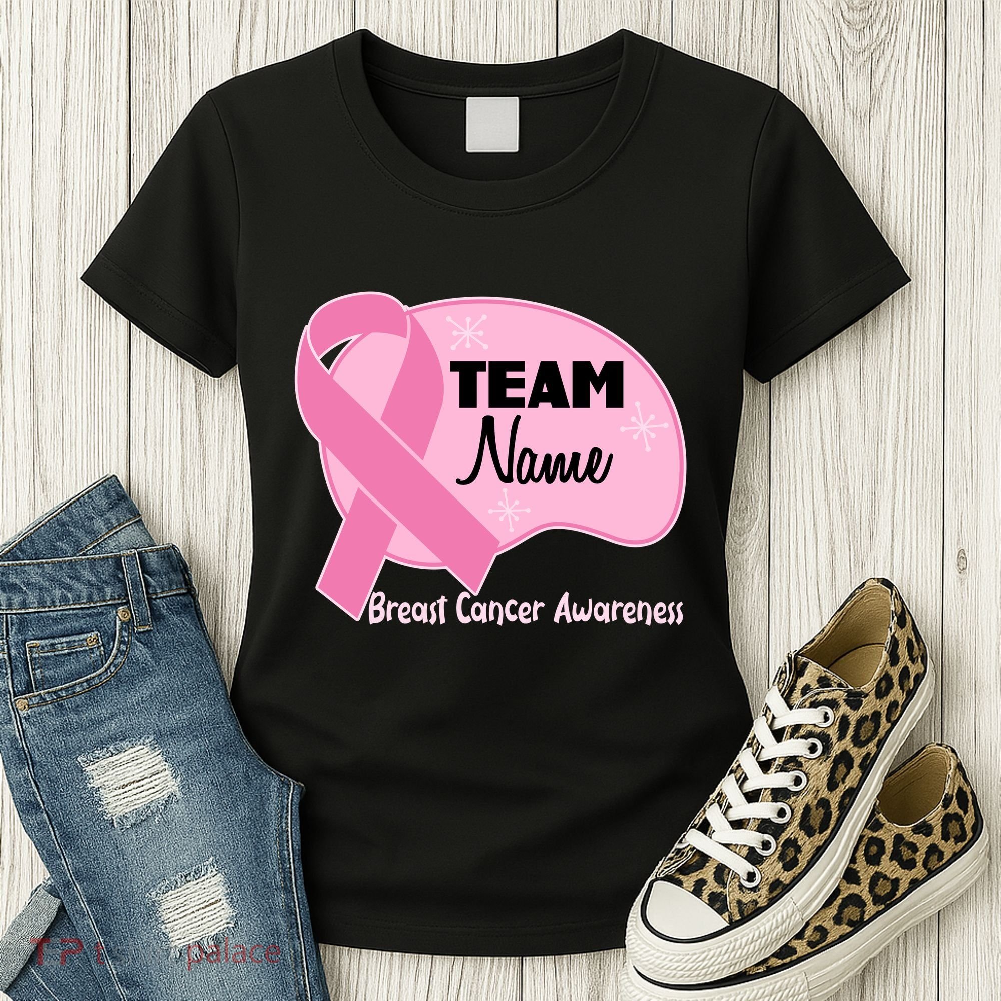 Personalize Team Name Breast Cancer Awareness Custom Women's T-Shirt