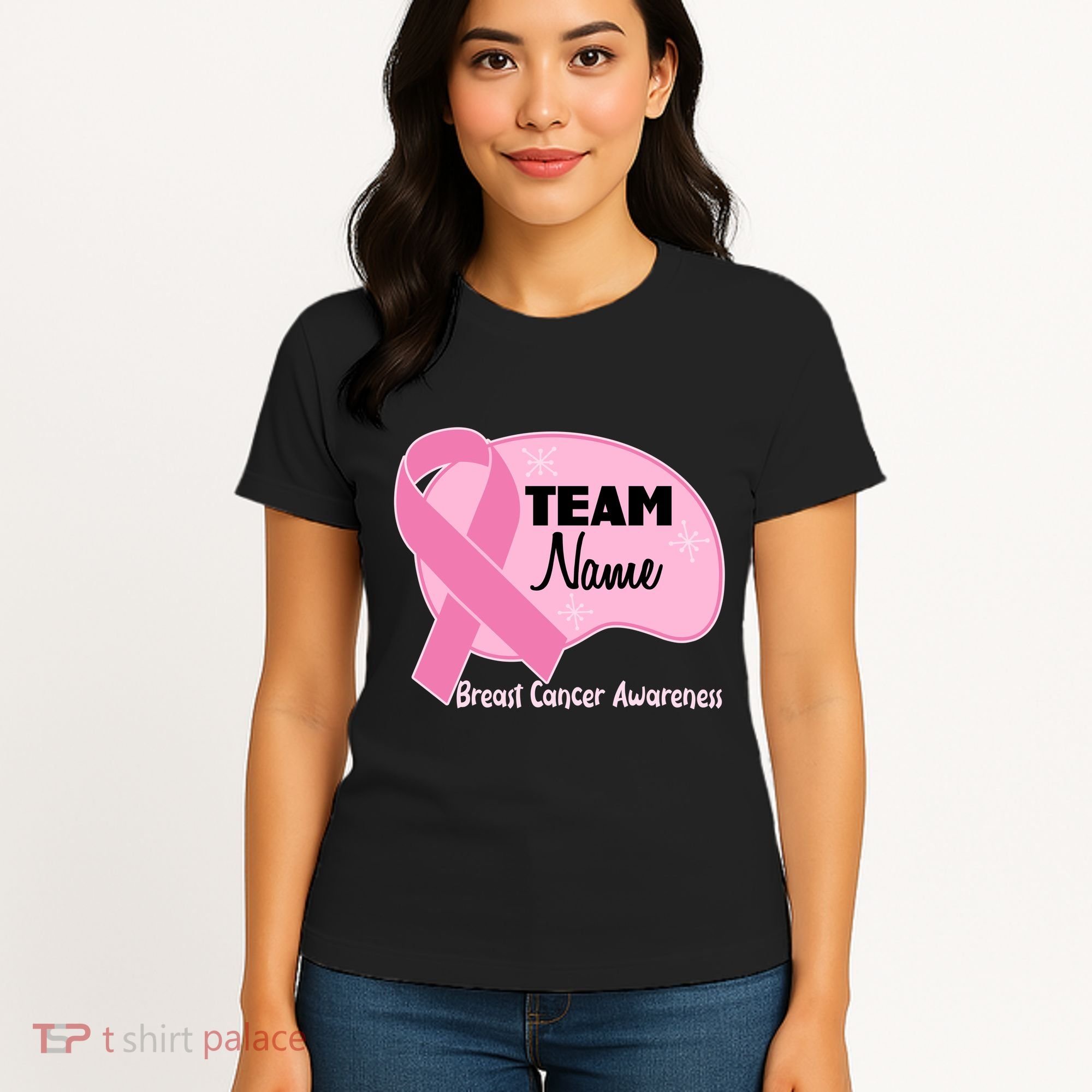 Personalize Team Name Breast Cancer Awareness Custom Women's T-Shirt