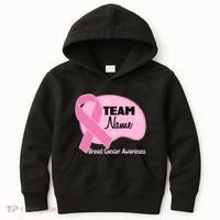 Personalize Team Name Breast Cancer Awareness Custom Kids Hoodie thumb 0