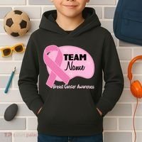 Personalize Team Name Breast Cancer Awareness Custom Kids Hoodie thumb 2