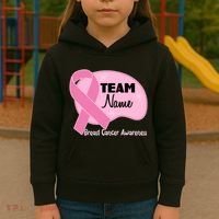 Personalize Team Name Breast Cancer Awareness Custom Kids Hoodie thumb 3