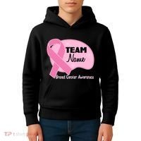 Personalize Team Name Breast Cancer Awareness Custom Kids Hoodie thumb 4