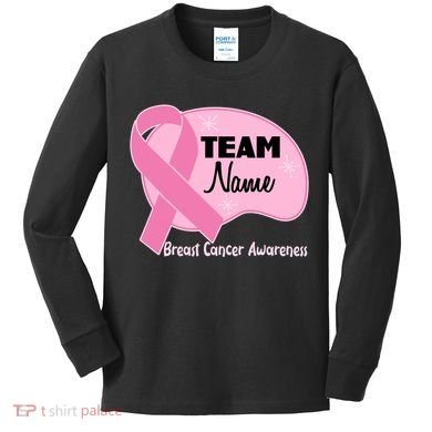 Personalize Team Name Breast Cancer Awareness Custom Kids Long Sleeve Shirt