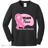 Personalize Team Name Breast Cancer Awareness Custom Kids Long Sleeve Shirt thumb 0