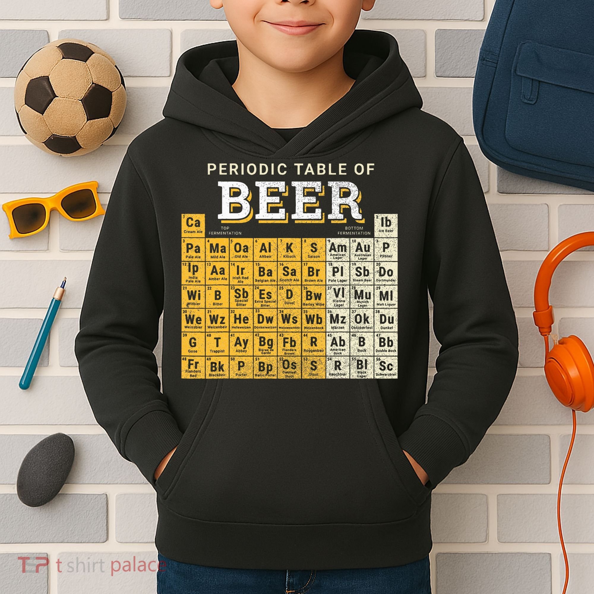 Periodic Table Of Beer Sketch Kids Hoodie