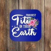 Proudest Titi On This Earth Grandma Floral Mother's Day Gift Coaster thumb 0