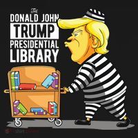 Prison Trump Presidential Library Funny Anti Trump Women's Hoodie thumb 2