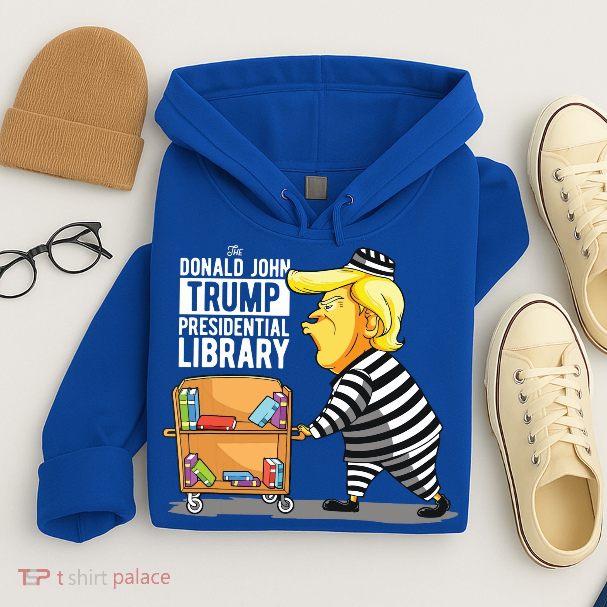 Prison Trump Presidential Library Funny Anti Trump Hoodie