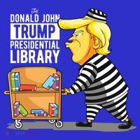 Prison Trump Presidential Library Funny Anti Trump Apron thumb 3