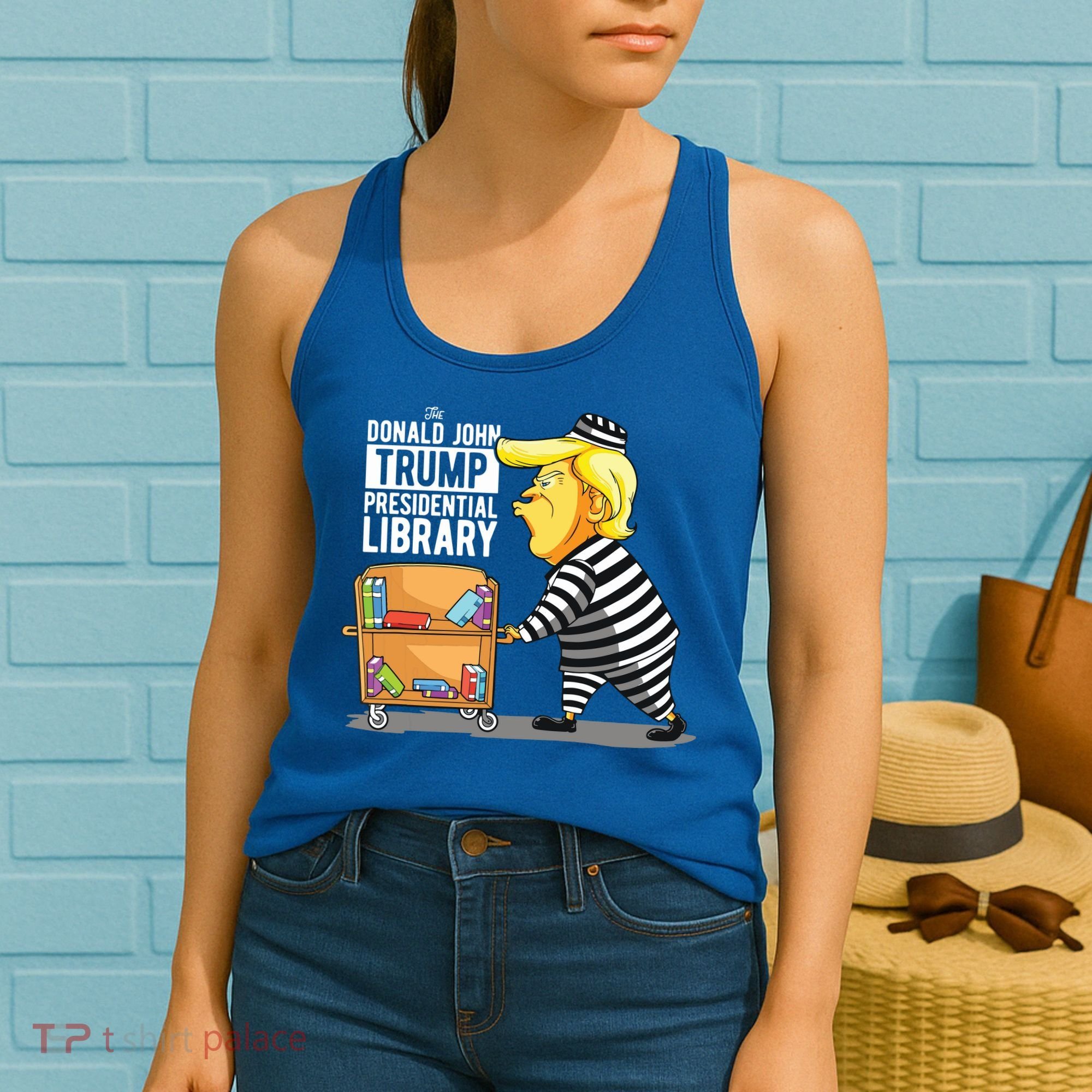 Prison Trump Presidential Library Funny Anti Trump Women's Tank Top