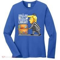 Prison Trump Presidential Library Funny Anti Trump Women's Long Sleeve Shirt thumb 0