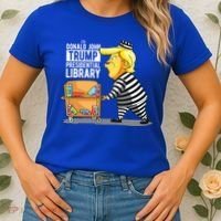 Prison Trump Presidential Library Funny Anti Trump Women's T-Shirt thumb 2