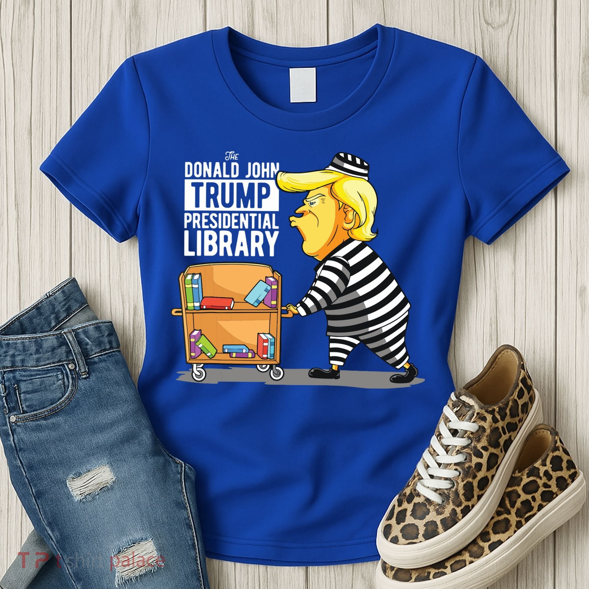 Prison Trump Presidential Library Funny Anti Trump Women's T-Shirt