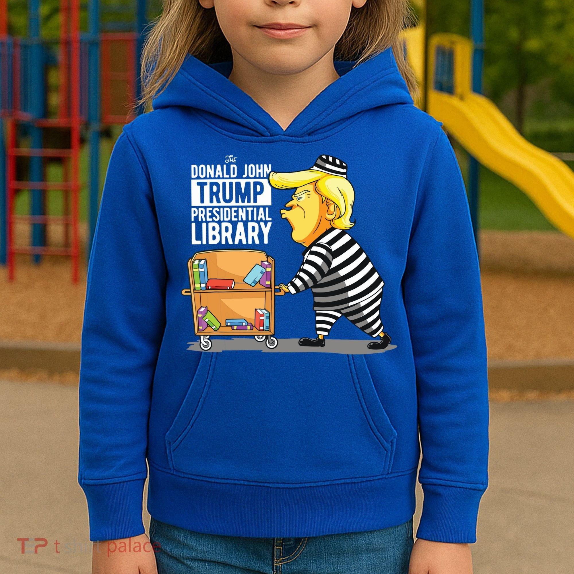 Prison Trump Presidential Library Funny Anti Trump Kids Hoodie