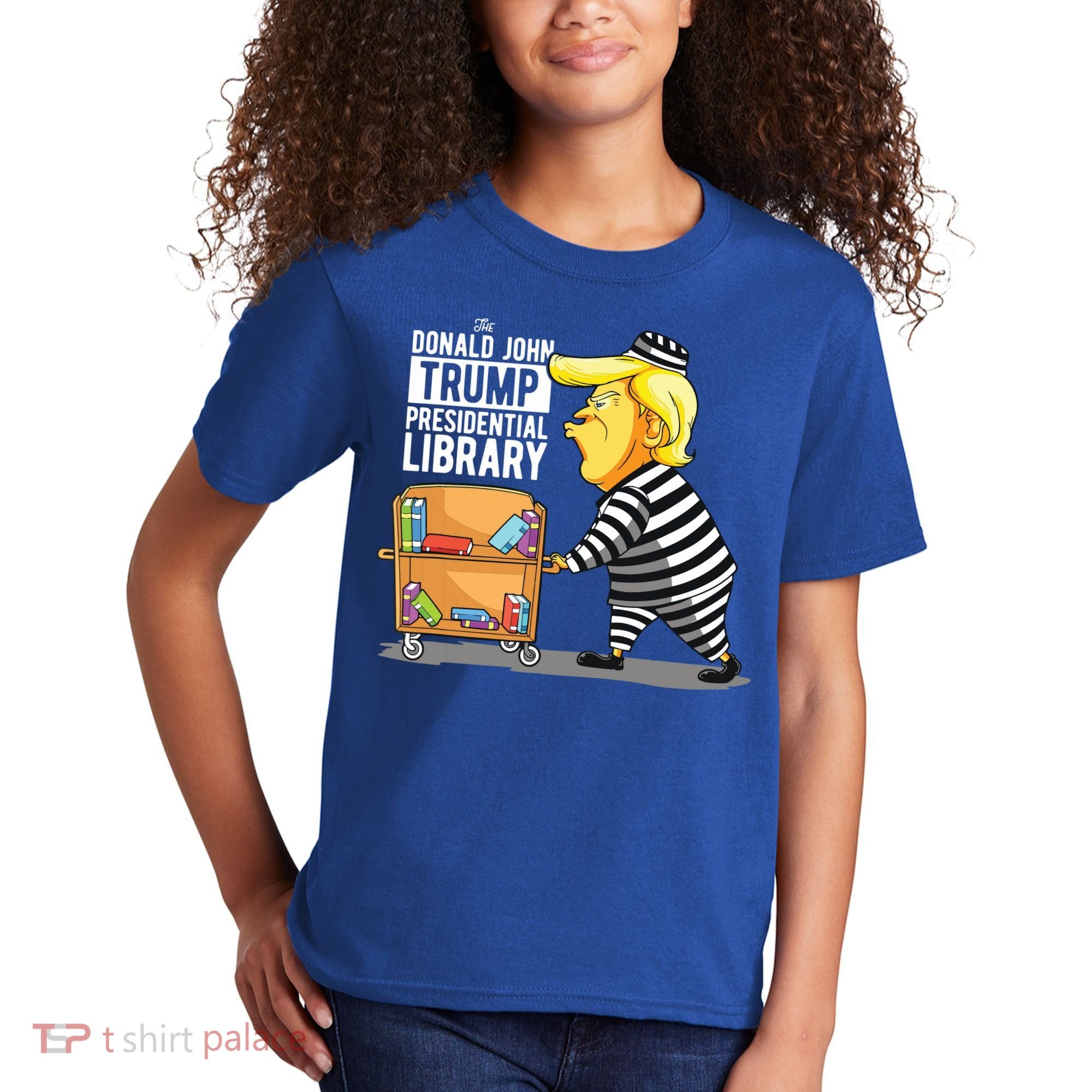 Prison Trump Presidential Library Funny Anti Trump Kids T-Shirt