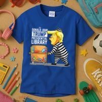 Prison Trump Presidential Library Funny Anti Trump Kids T-Shirt thumb 3
