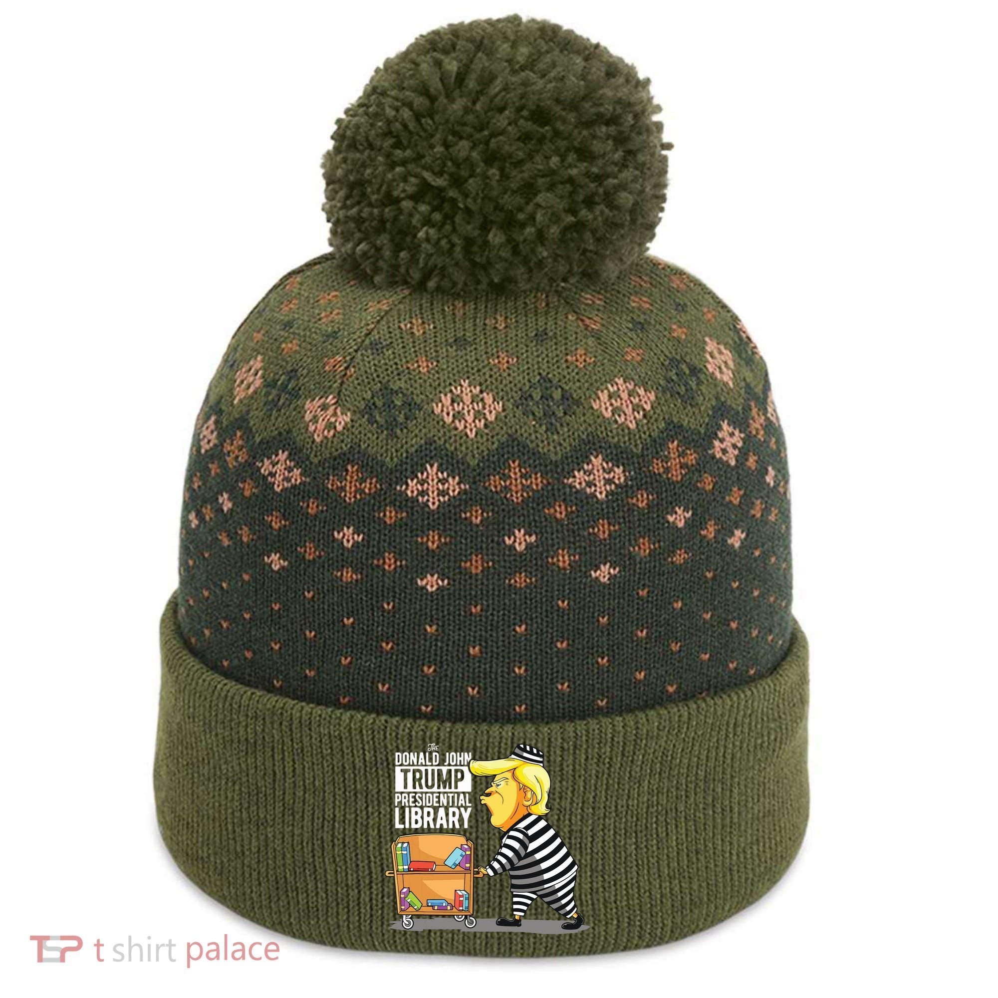 Prison Trump Presidential Library Funny Anti Trump The Baniff Cuffed Pom Beanie