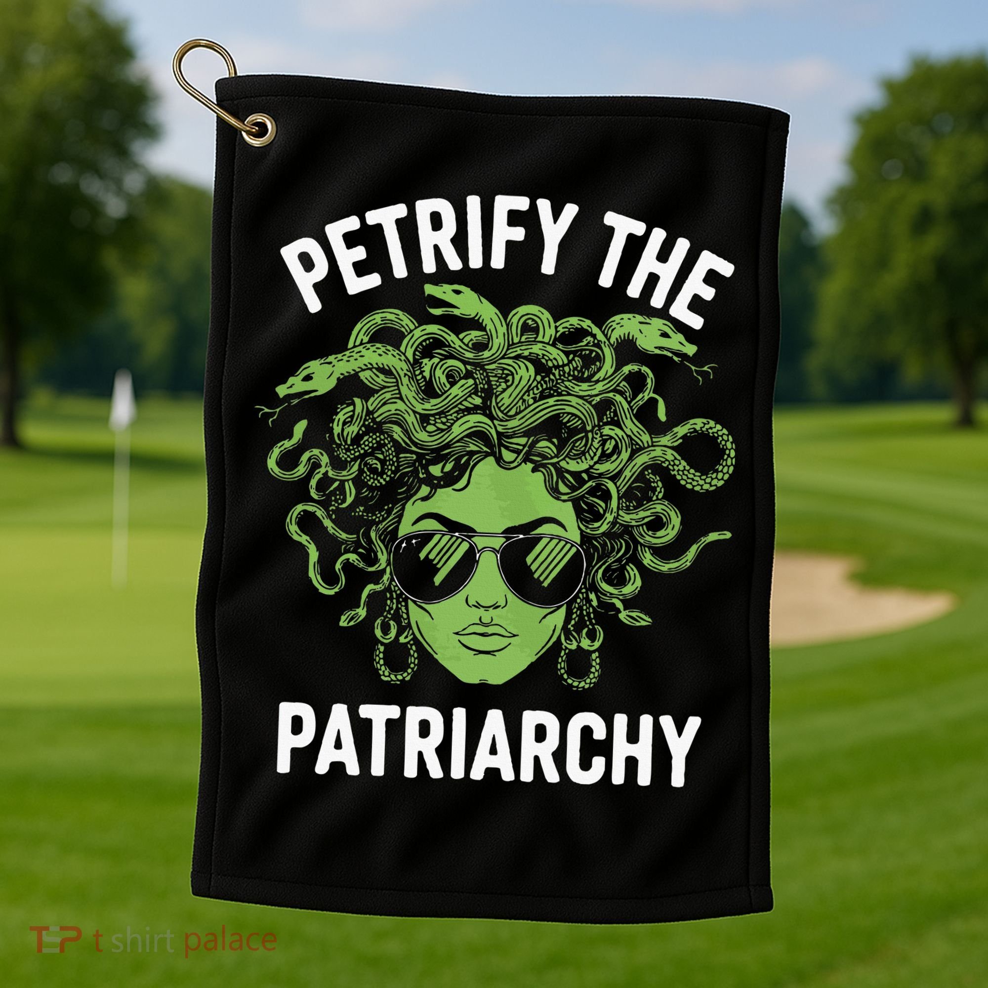 Petrify The Patriarchy Feminist Medusa Golf Towel