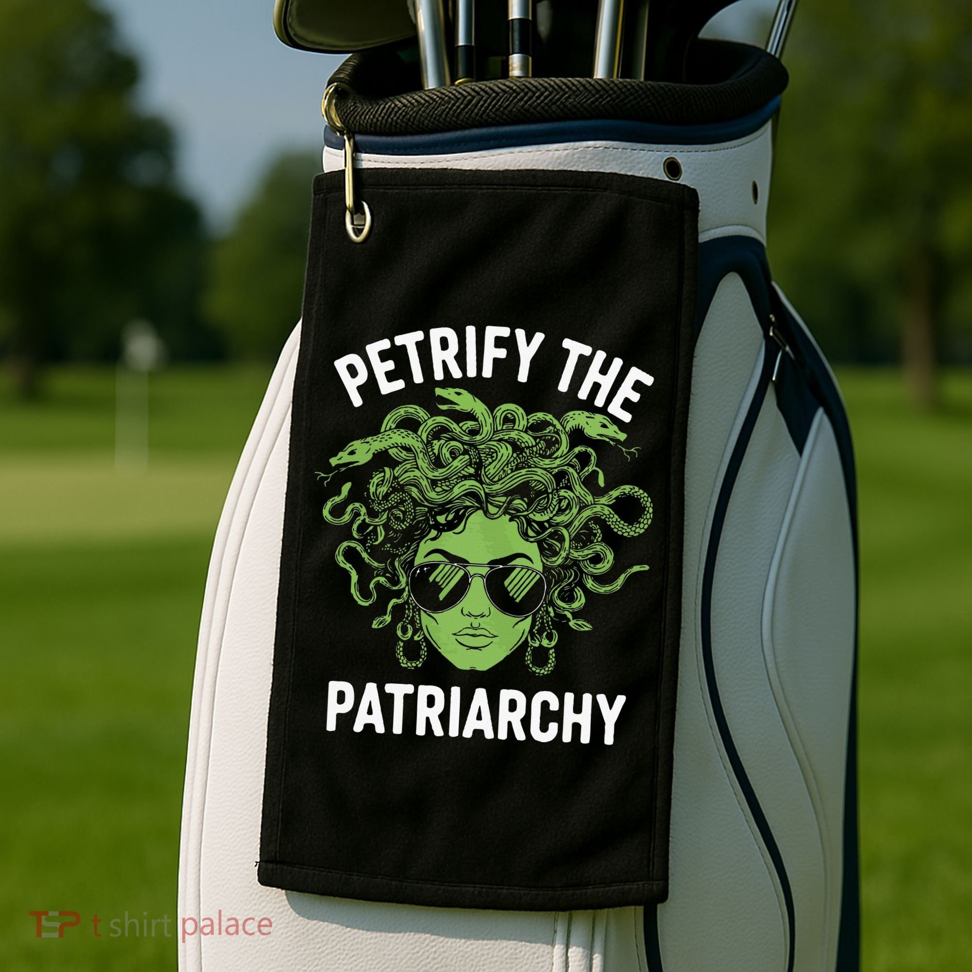Petrify The Patriarchy Feminist Medusa Golf Towel
