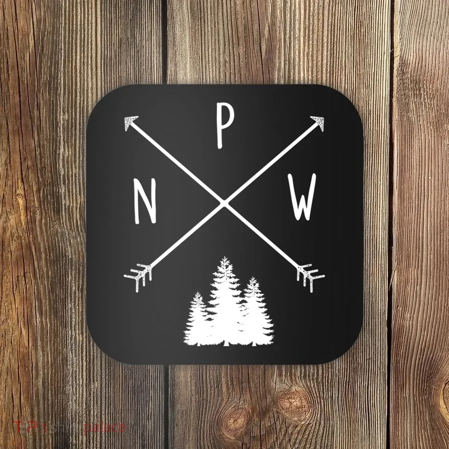 Pine Trees Pacific Northwest Pnw With Arrows Outdoor Gift Coaster