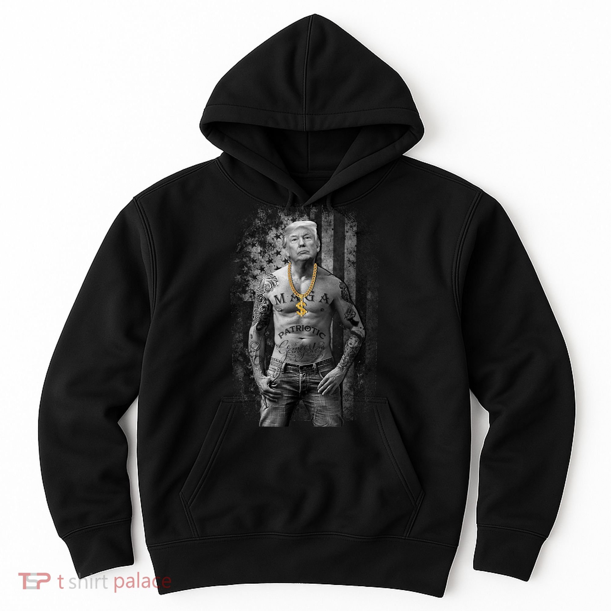 Pro Trump Patriotic Gangster AntiLiberal Republican Gift Black Cott Hoodie
