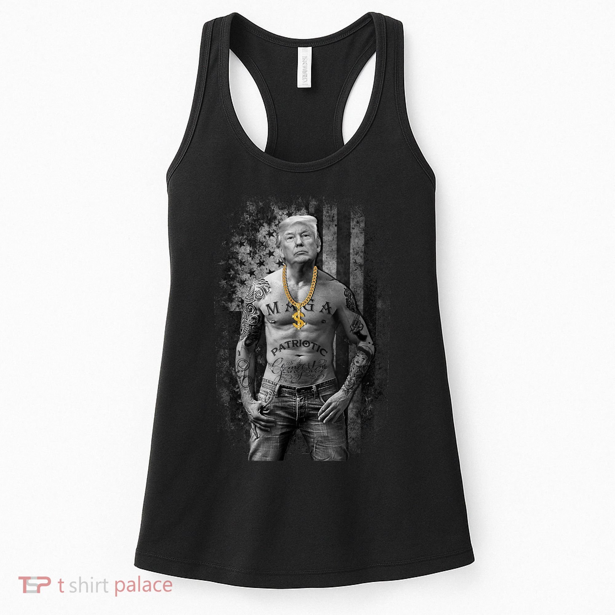 Pro Trump Patriotic Gangster AntiLiberal Republican Gift Black Cott Women's Tank Top