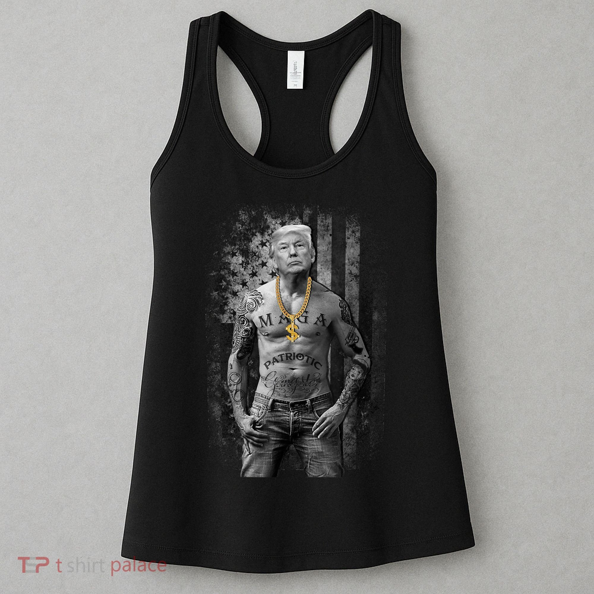 Pro Trump Patriotic Gangster AntiLiberal Republican Gift Black Cott Women's Tank Top