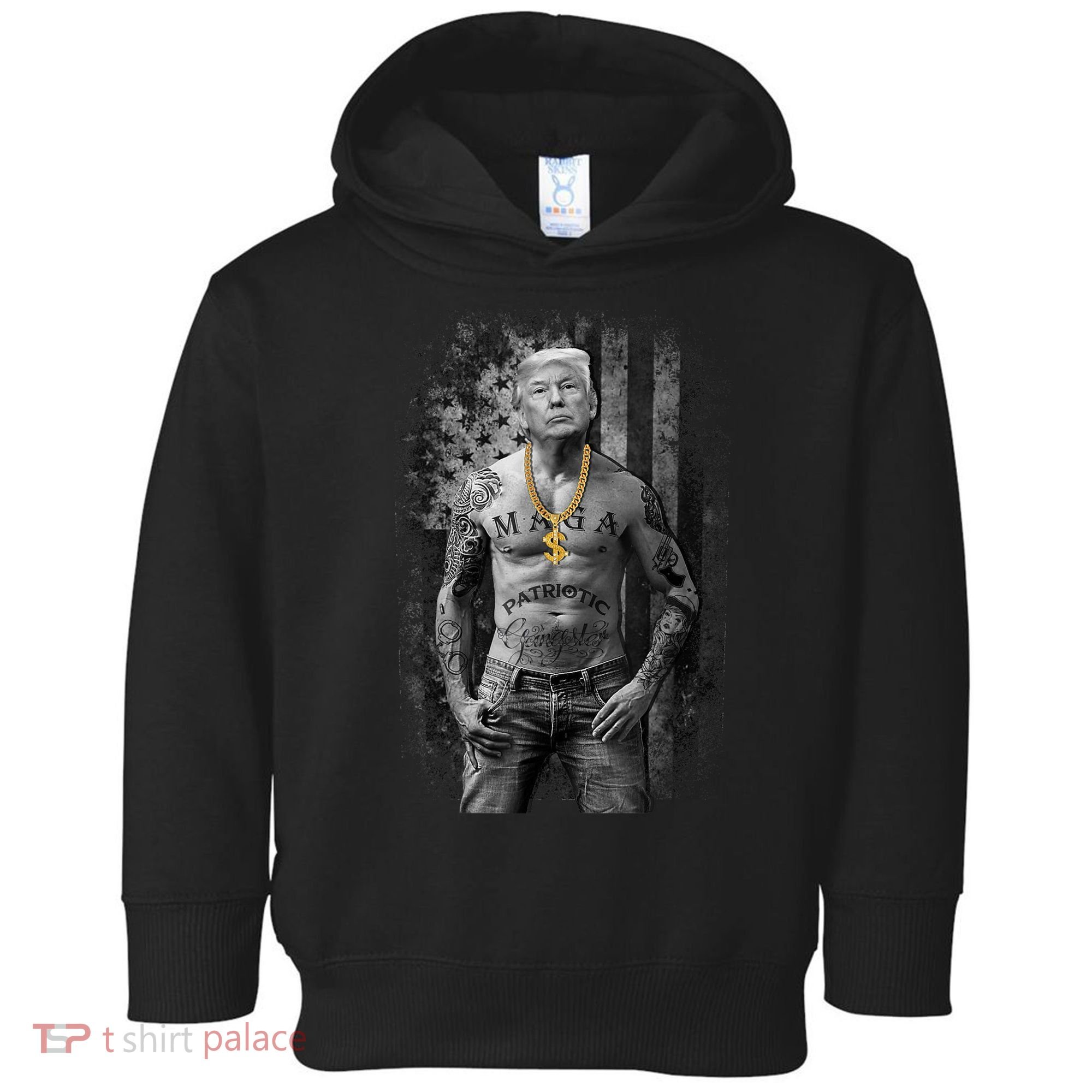 Pro Trump Patriotic Gangster AntiLiberal Republican Gift Black Cott Toddler Hoodie