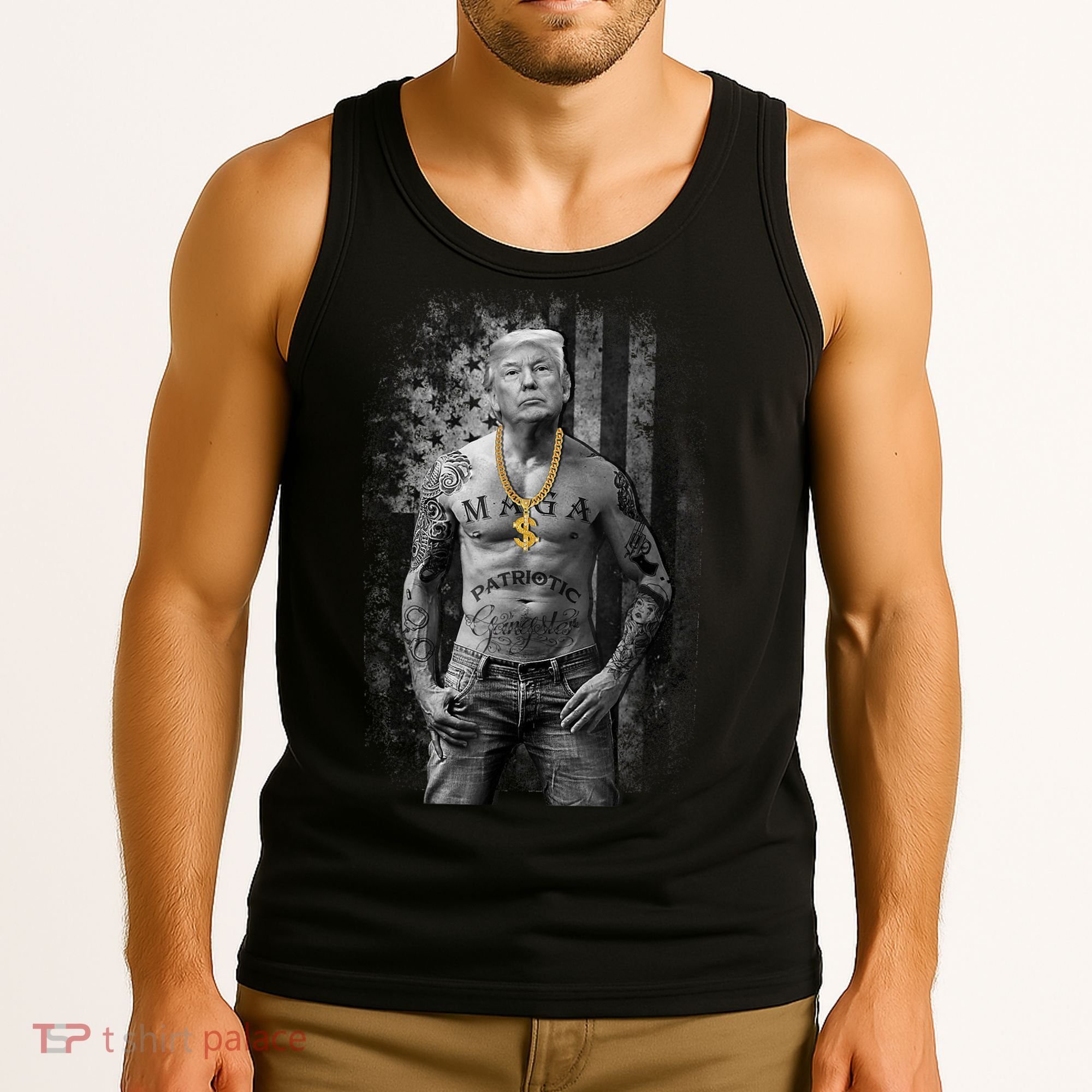 Pro Trump Patriotic Gangster AntiLiberal Republican Gift Black Cott Tank Top