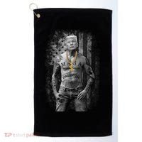 Pro Trump Patriotic Gangster AntiLiberal Republican Gift Black Cott Golf Towel thumb 0