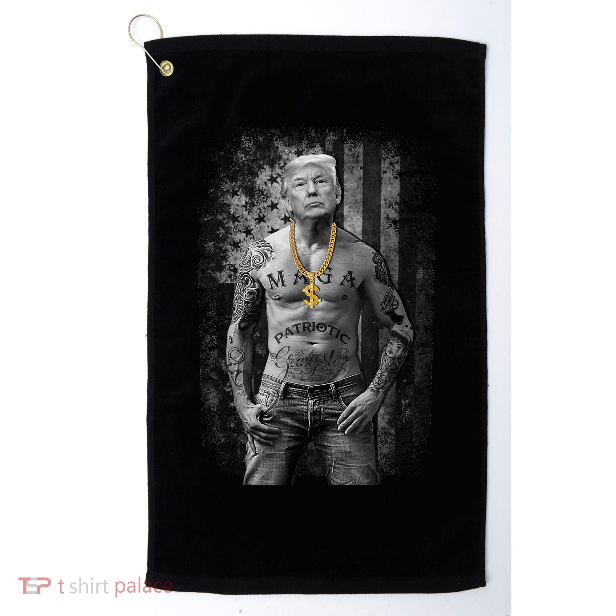 Pro Trump Patriotic Gangster AntiLiberal Republican Gift Black Cott Golf Towel