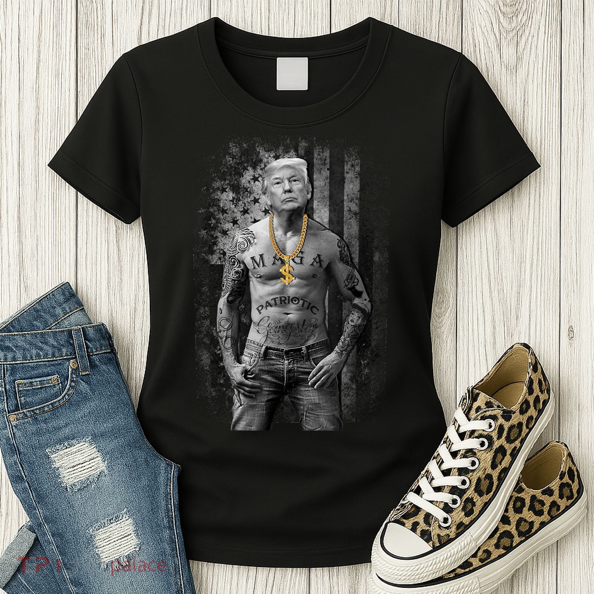 Pro Trump Patriotic Gangster AntiLiberal Republican Gift Black Cott Women's T-Shirt