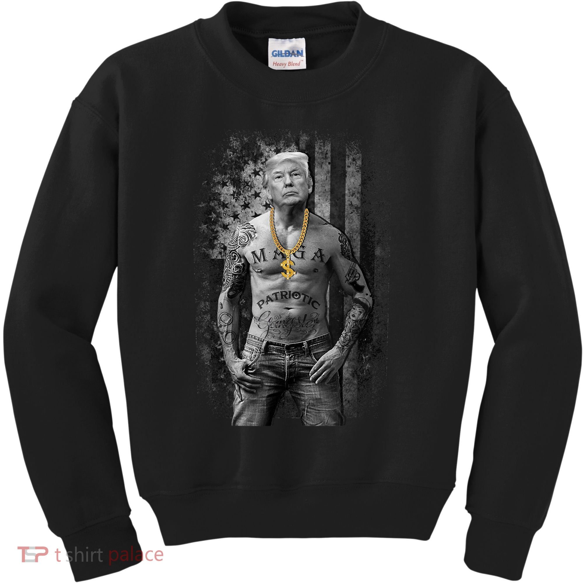 Pro Trump Patriotic Gangster AntiLiberal Republican Gift Black Cott Kids Sweatshirt