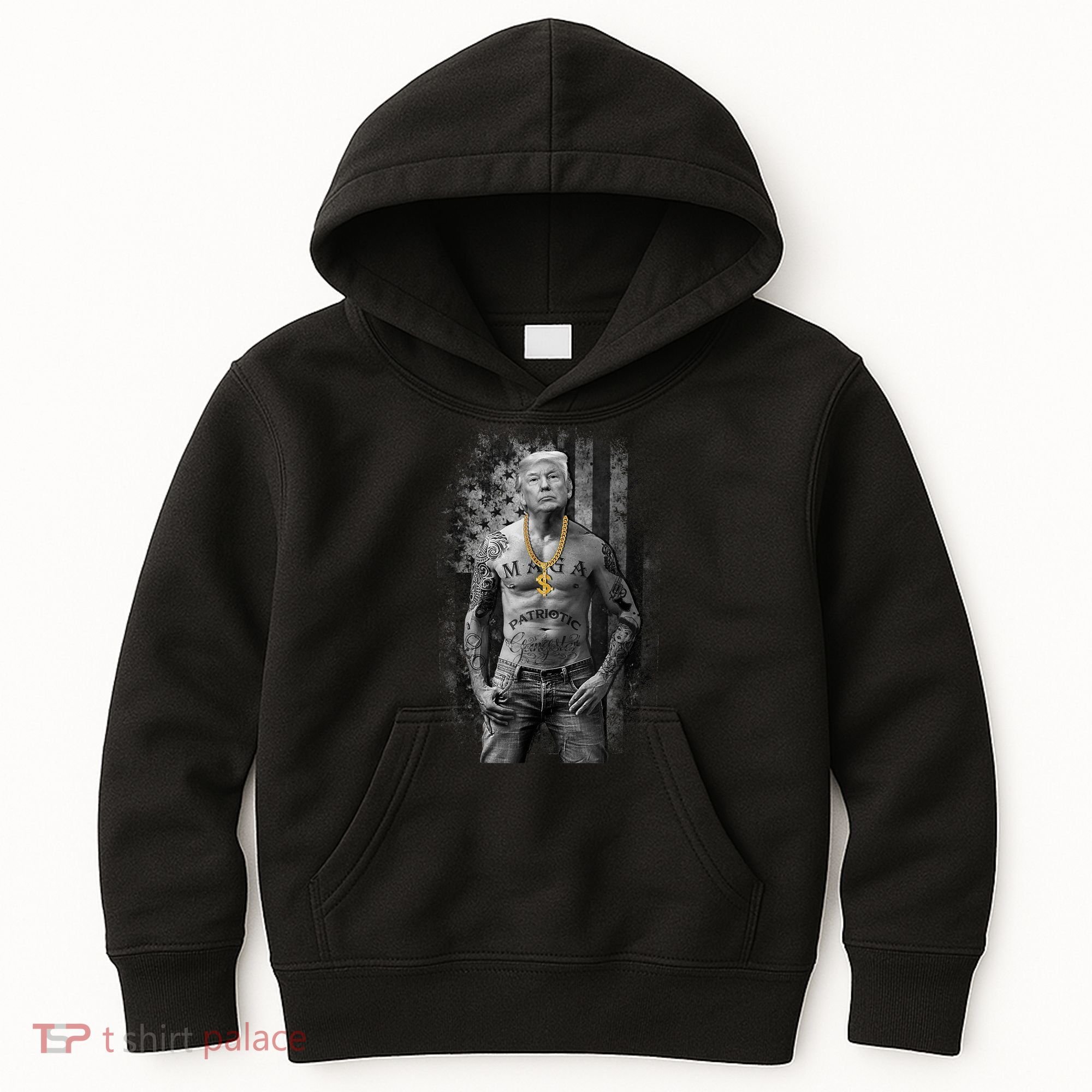 Pro Trump Patriotic Gangster AntiLiberal Republican Gift Black Cott Kids Hoodie