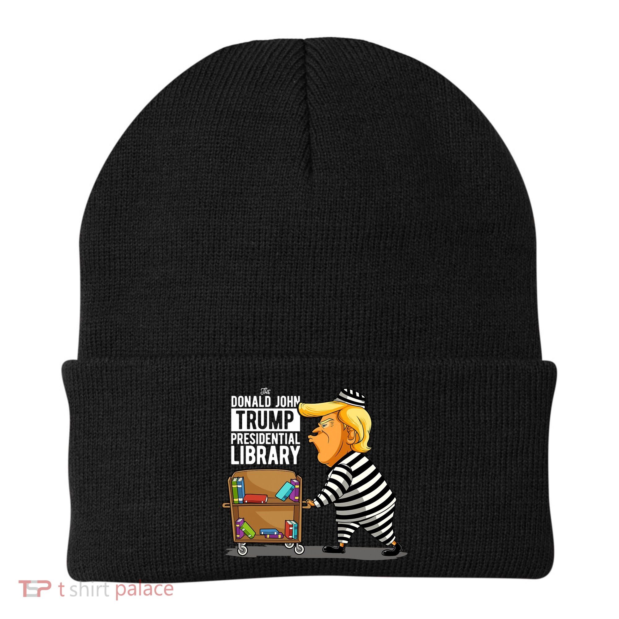 Prison Trump Presidential Library Funny Anti Trump Beanie