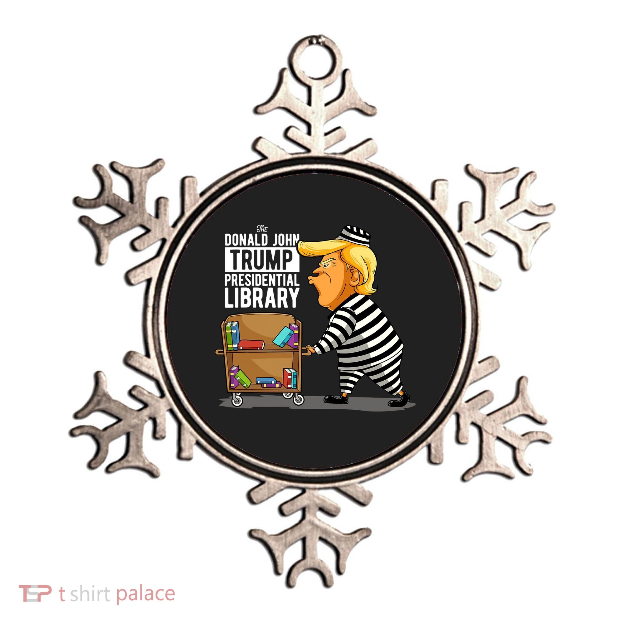 Prison Trump Presidential Library Funny Anti Trump Ornament