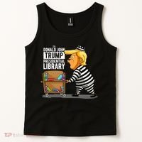 Prison Trump Presidential Library Funny Anti Trump Tank Top thumb 2