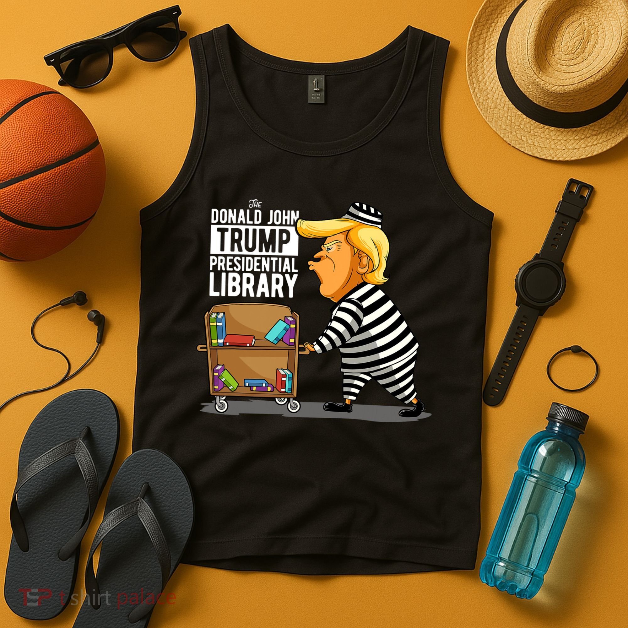 Prison Trump Presidential Library Funny Anti Trump Tank Top