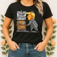 Prison Trump Presidential Library Funny Anti Trump Women's T-Shirt thumb 2