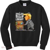 Prison Trump Presidential Library Funny Anti Trump Kids Sweatshirt thumb 0